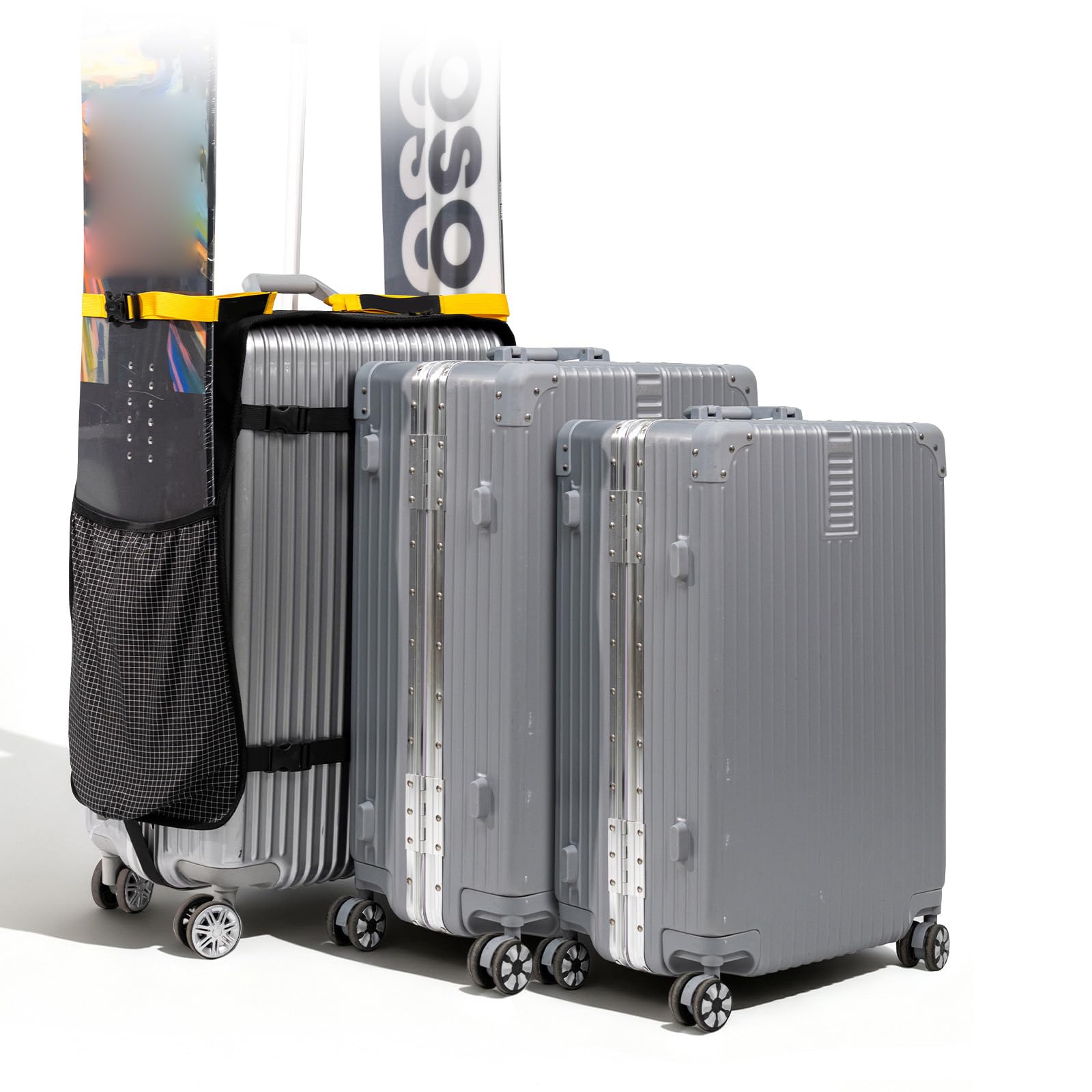 Housse de sangle de snowboard avec poche élastique pour divers snowboards, grands compartiments latéraux, sac de rangement de voyage pour planche à ski