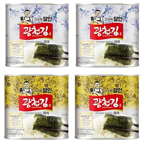 韓国産 広川海苔 3代続く達人 海苔缶入り 在来(ジェレキム)約54枚 30g x 2缶 青(パレキム)約54枚 30g x 2缶 お中元 お歳暮 韓国産缶