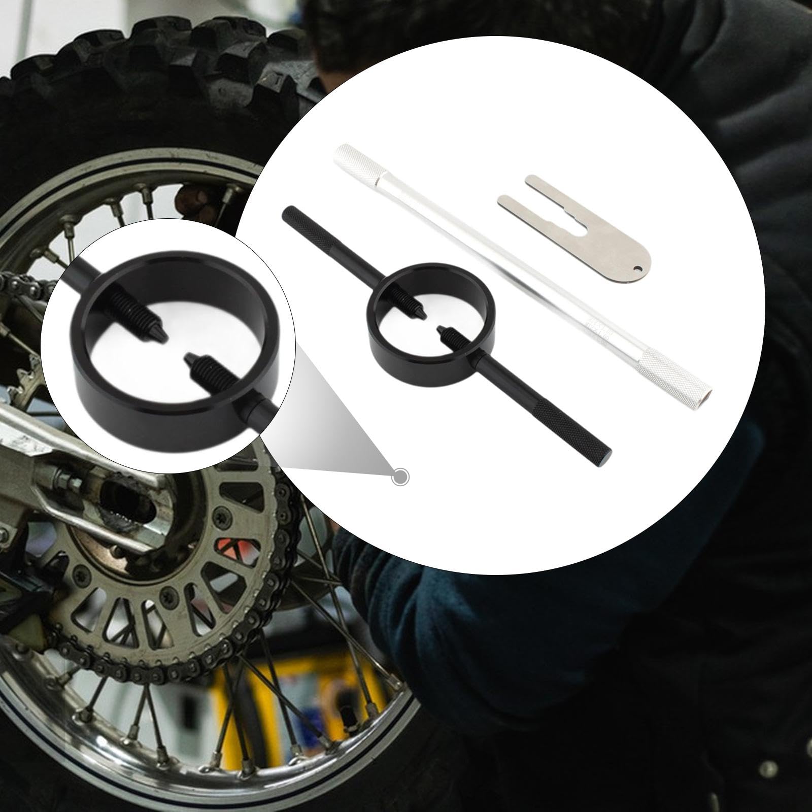 Compressore Molla Forcella Set Riparazione Motore Kit Attrezzi Valvole Strumento Lega di Alluminio Robusto Uso Facile Adatto per Appassiona, Nero Argento