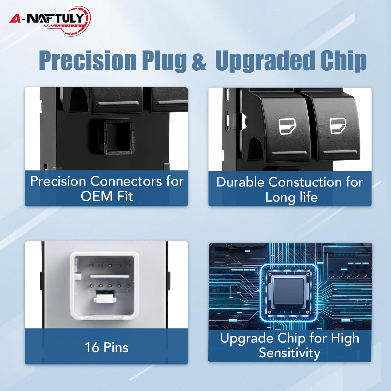 Driver Side Master Power Window Switch Replacement for Volkswagen VW Jetta 2005-2016, Passat 2006-2017, Golf 2010-2014, Rabbit, GTI, CC, Front Left, 1K4959857, 5ND959857, 5K4959857 - Image 3