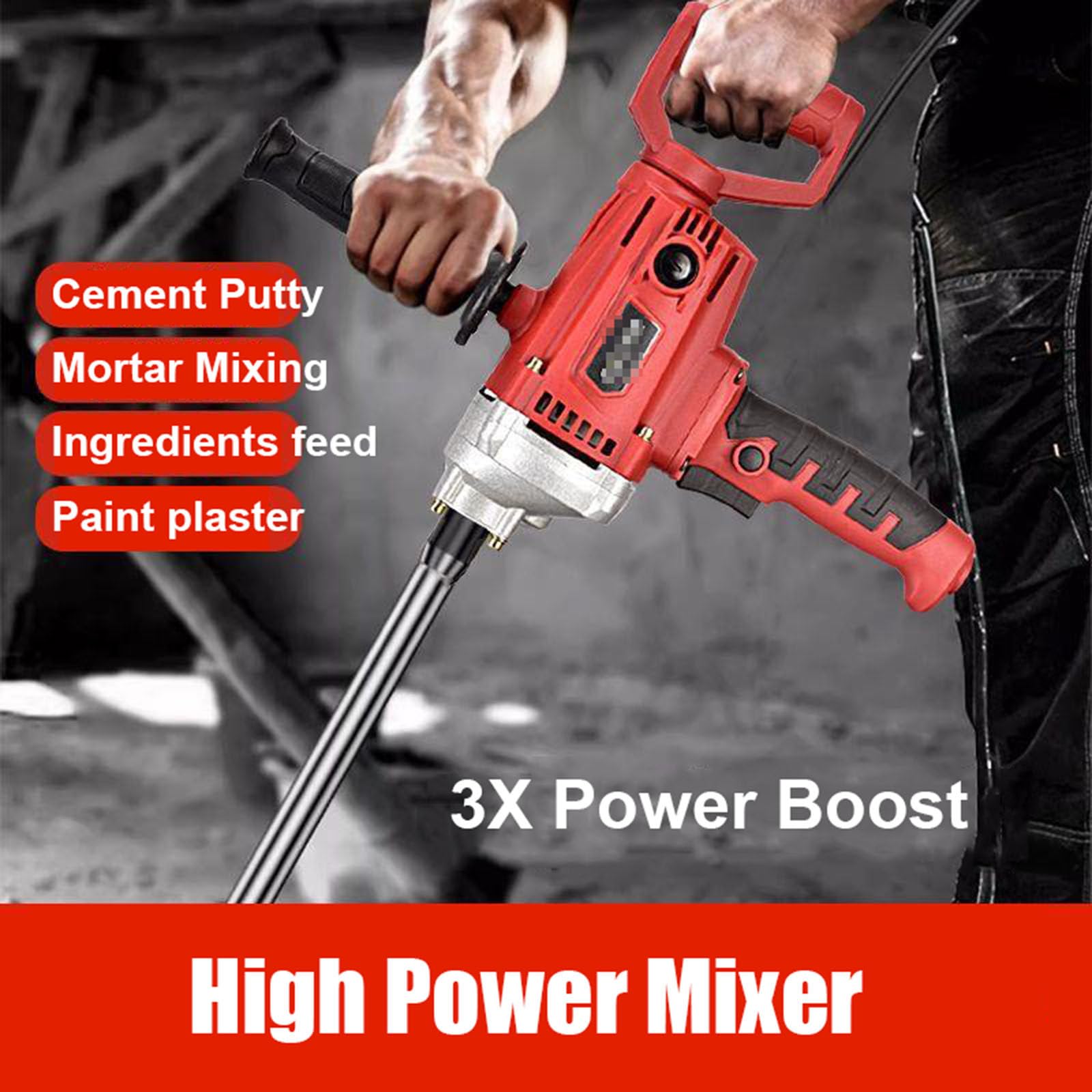 Mezclador de alta potencia para masilla, polvo, cemento, revestimiento, pintura, mezcla de taladro, 3600 W, 60 cm, multifuncional