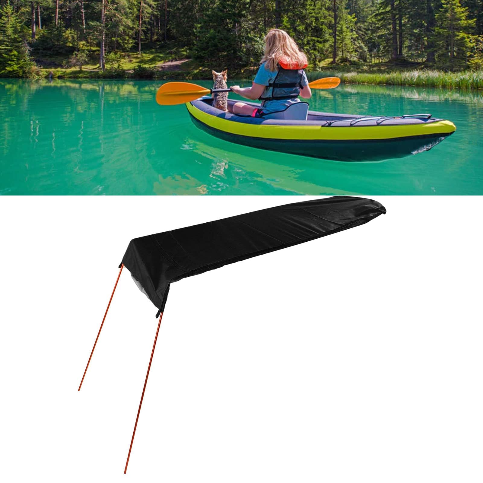 Sonnensegel für Kajak, Boot, Kanu, Ripstop, Wasserdichtes Oxford-Gewebe, Faltbar, Geeignet für Angeln, Outdoor-Aktivitäten, 139 X 63 cm (Black)