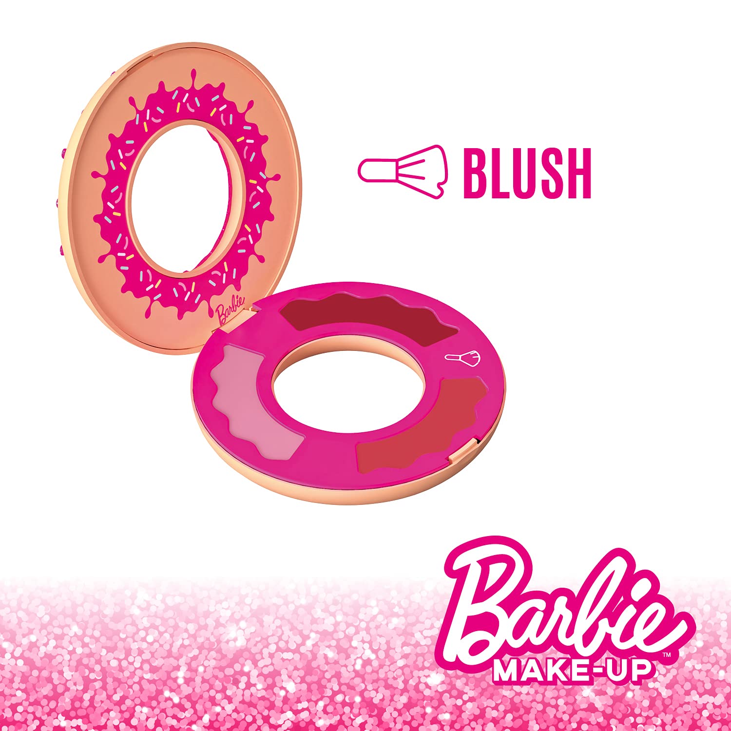 Mondo Barbie Freakshake 40004, zestaw do makijażu/plażowy, 2-14 lat, w zestawie 3 błyszczyki do ust, 3 zwężone róże, 3 aplikatory, 1 ściereczka, 1 tajna komora