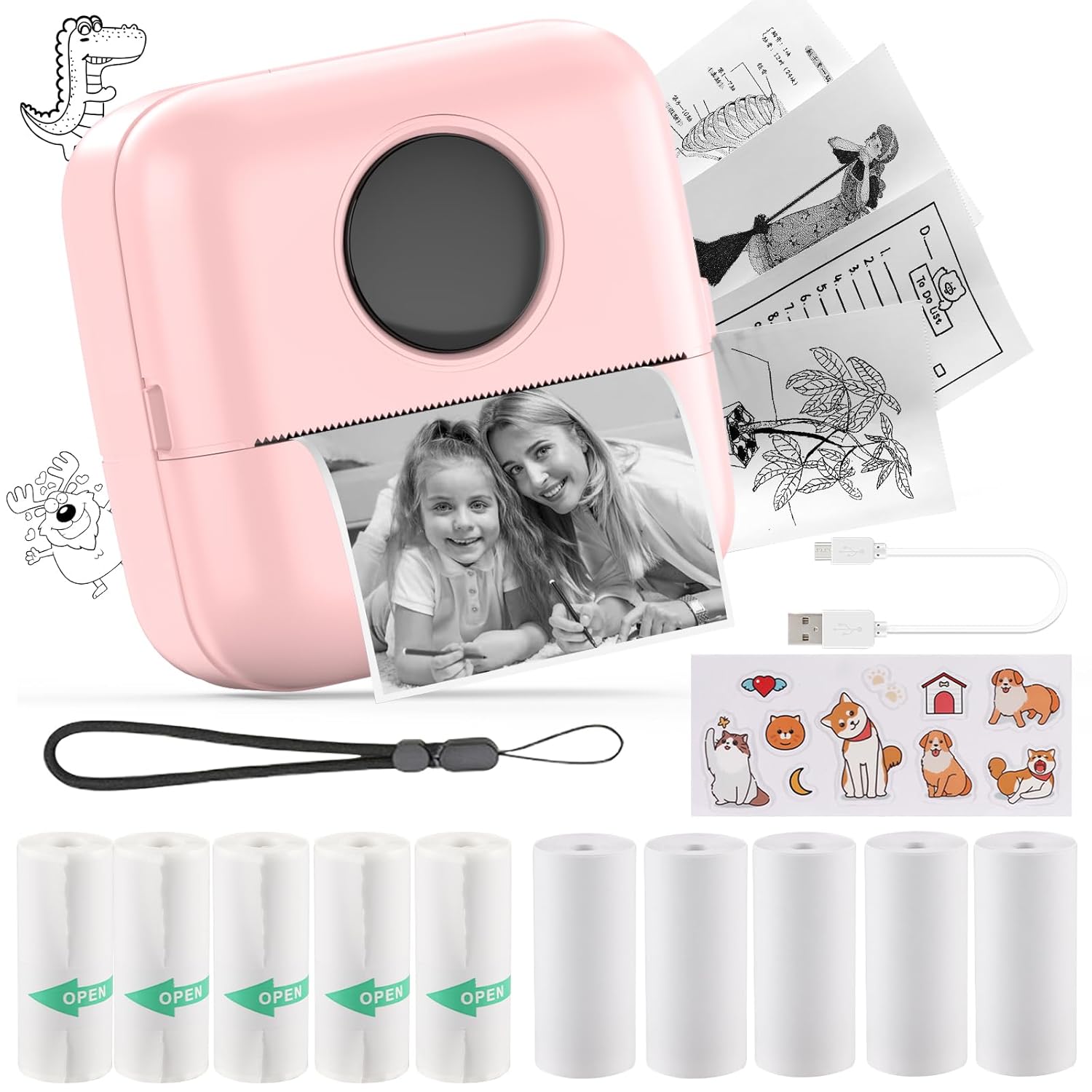 HuiJuKeJi Mini Sticker Printer Bluetooth Smart Pocket Inkless Thermal ...