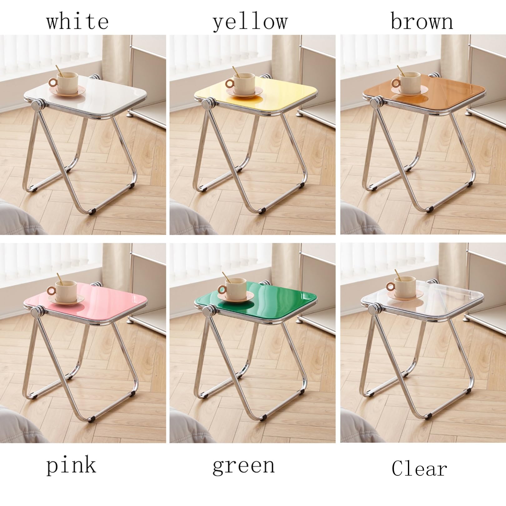 Kleiner Klapptisch, Acryl, moderner Beistelltisch, Couchtisch, Snack-Mitteltisch für Wohnzimmer, Zuhause, Büro, keine Montage erforderlich