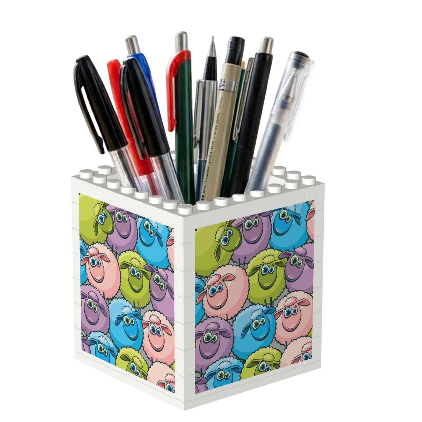 Poadnly Cartoon Funny Sheep, Pen Pot Pencil Holder for Office Home School, Compact Desk Organiser for Office Stationery