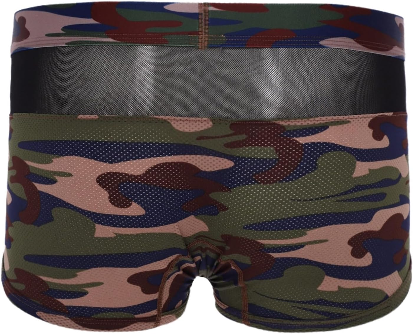 iiniim Men's Camouflage Swim Trunks Mesh Patchwork Bulge Pouch Boxer Shorts Underwear Swimwear