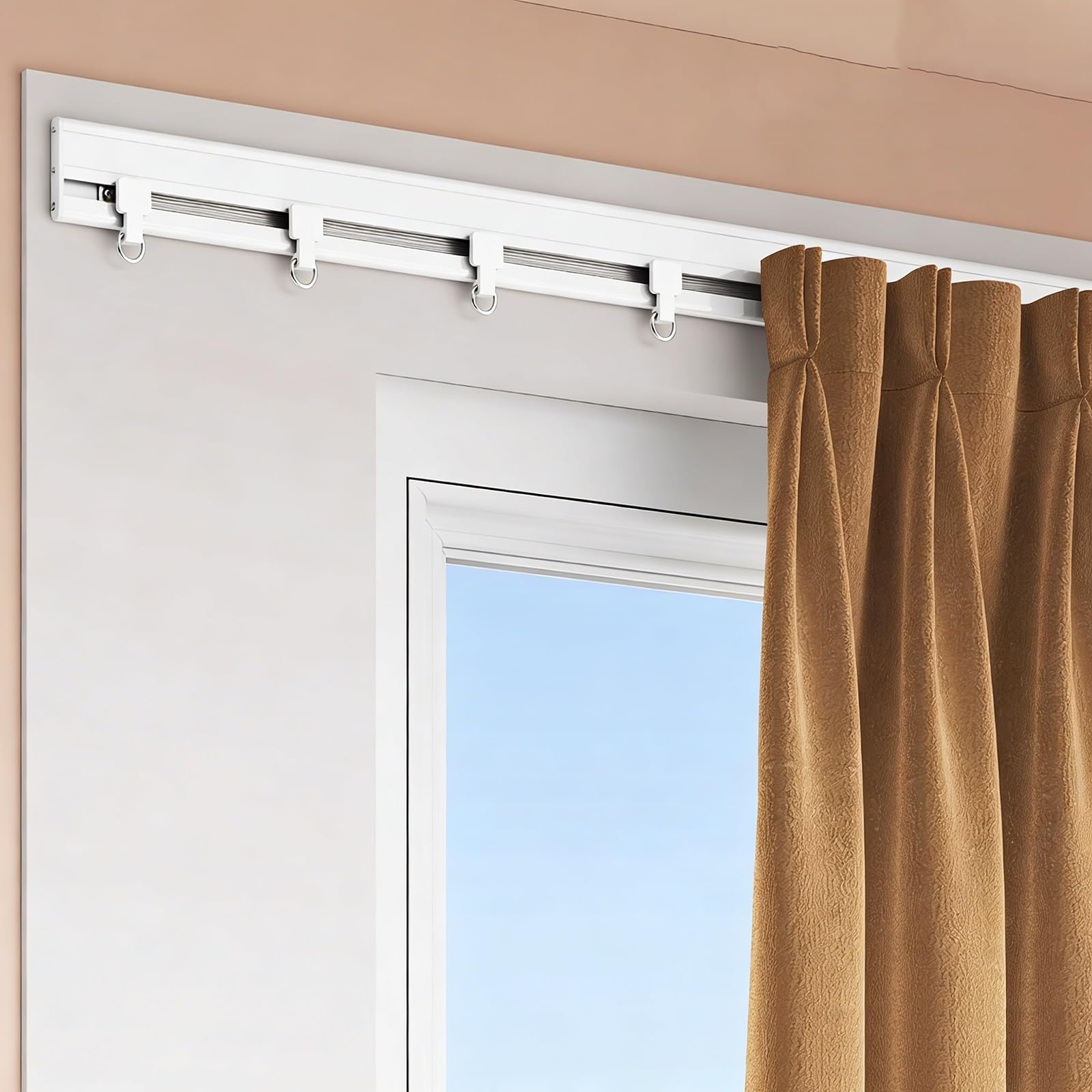 Binario scorrevole ultra sottile in alluminio per camper e divisorio a parete, 240 cm (2 x 120 cm), champagne, ideale per finestre, doccia, applicazioni a bovindo, soluzione salvaspazio