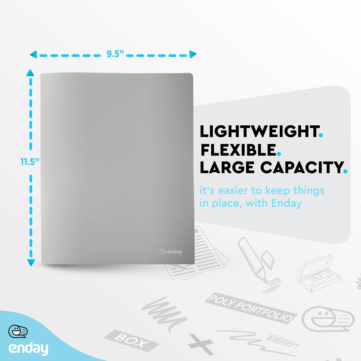 Folders with 2 Pockets Grey, Colored Plastic File School Folder Letter Size, Heavy Duty Poly Portfolio Folder with Two-Pockets, Also Available in Purple, Green, Red, Pink, and Blue, 1 Pc - By Enday image 5