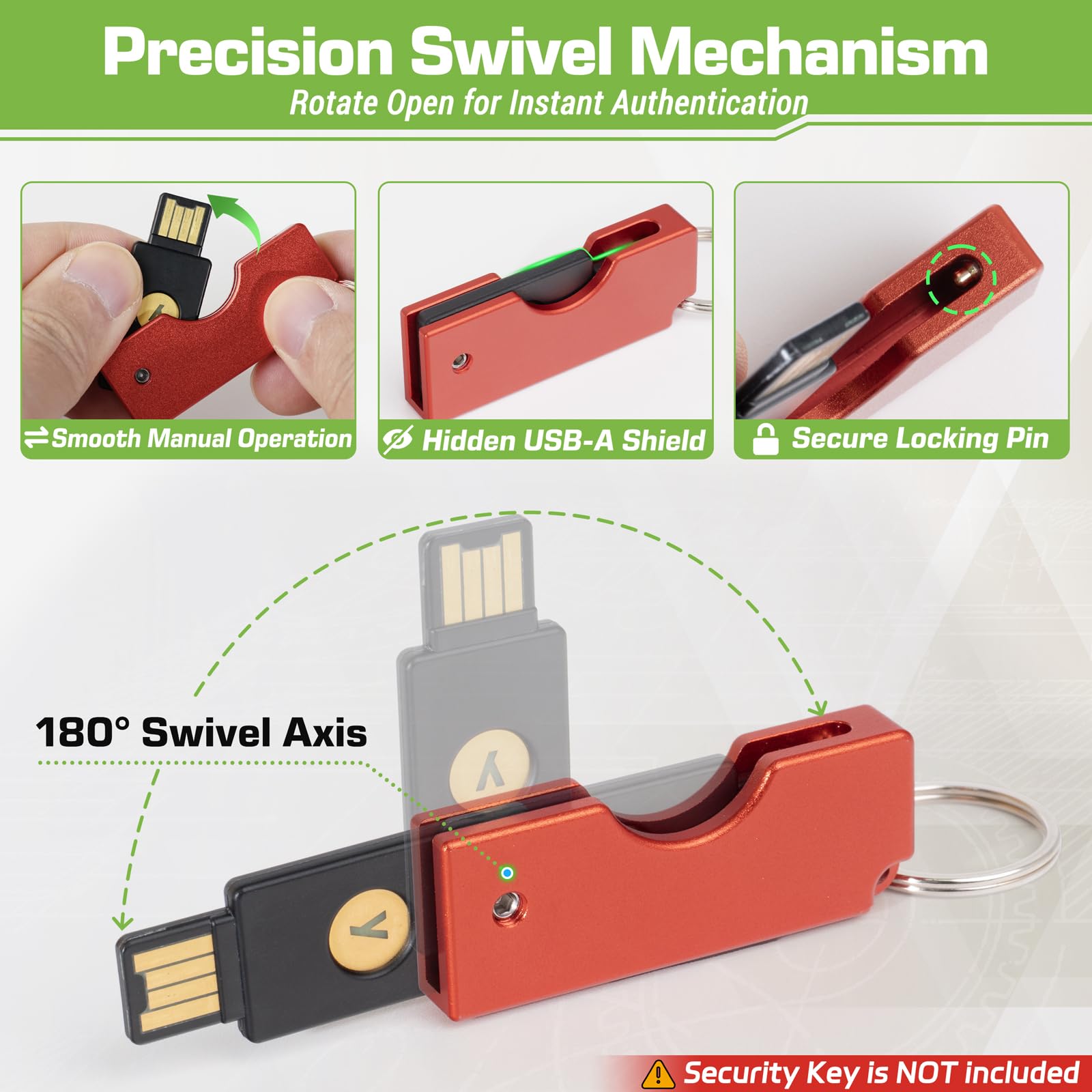 sciuU Funda Metálica con Diseño Plegable Giratorio Compatible con Yubico Security Key NFC/YubiKey 5 NFC / 5 NFC FIPS, USB-A - Carcasa de Aleación de Aluminio Protectora Resistente a los Arañazos