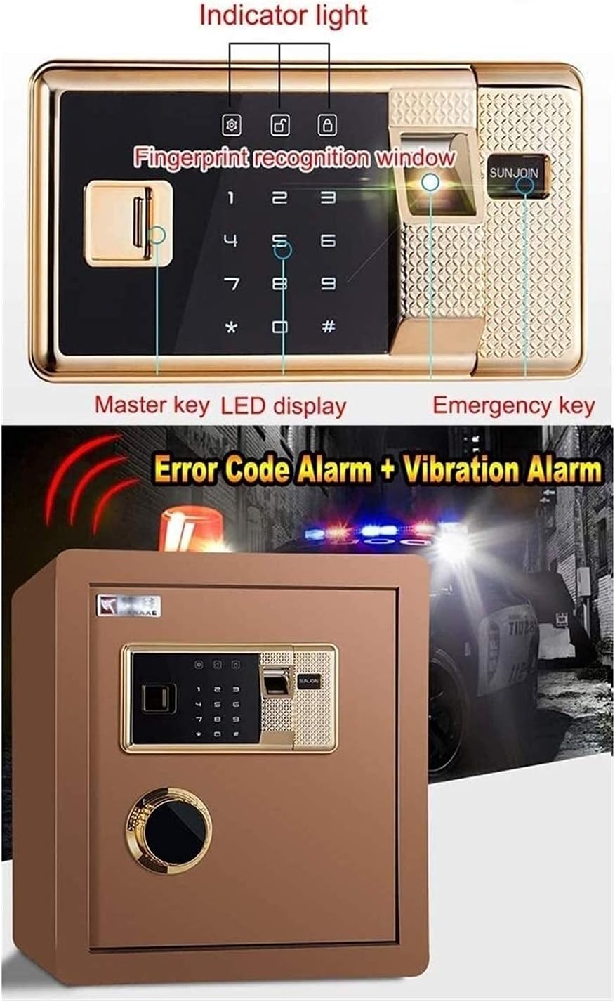 strongbox and Durable Fireproof Waterproof Safes 36X33X40cm Electronic Digital Box Biometric Fingerprint Home Steel Safe Led Display for Office Hotel Jewelry n Cash Use Storage