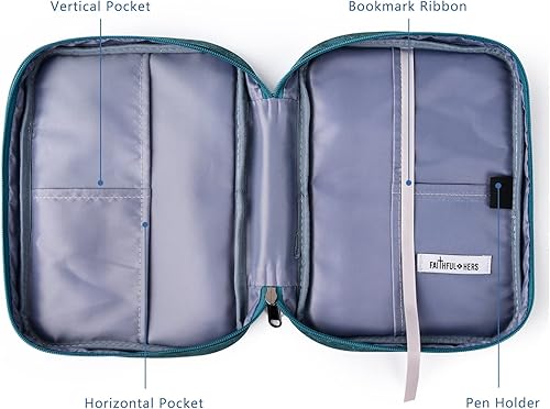 Miniatura 2 de Funda para la Biblia con asa, bolsillos delanteros y juegos de marcadores de cruz cristiana para hombre (estándar-2)