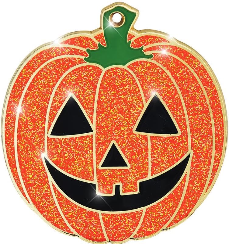 Miniatura 2 de Medalla de purpurina de calabaza de Halloween de 2 14 pulgadas, paquete de 5