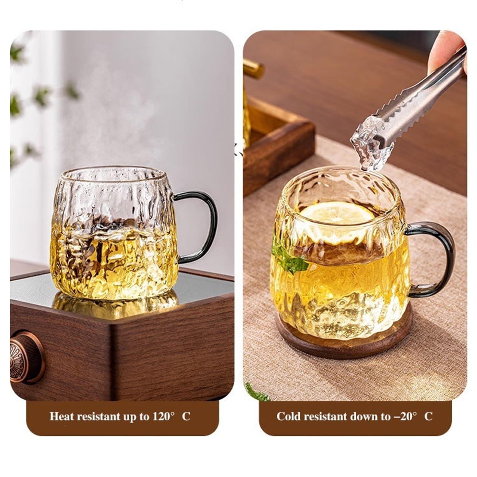 Küche Trinkgläser-Set mit Gletscherstruktur und Griffen Saft