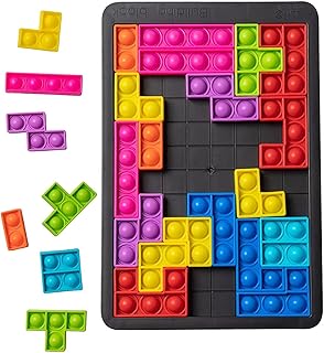 Penchen Puzzle Game Pop It Fidget Jigsaw Toys,Push Bubble Silicone Sensory Fidget Toys Parent-Child Toys, Block to Anxiety & Relief Stress for Kids Adults or Autism Special Needs (Black), Multicolor