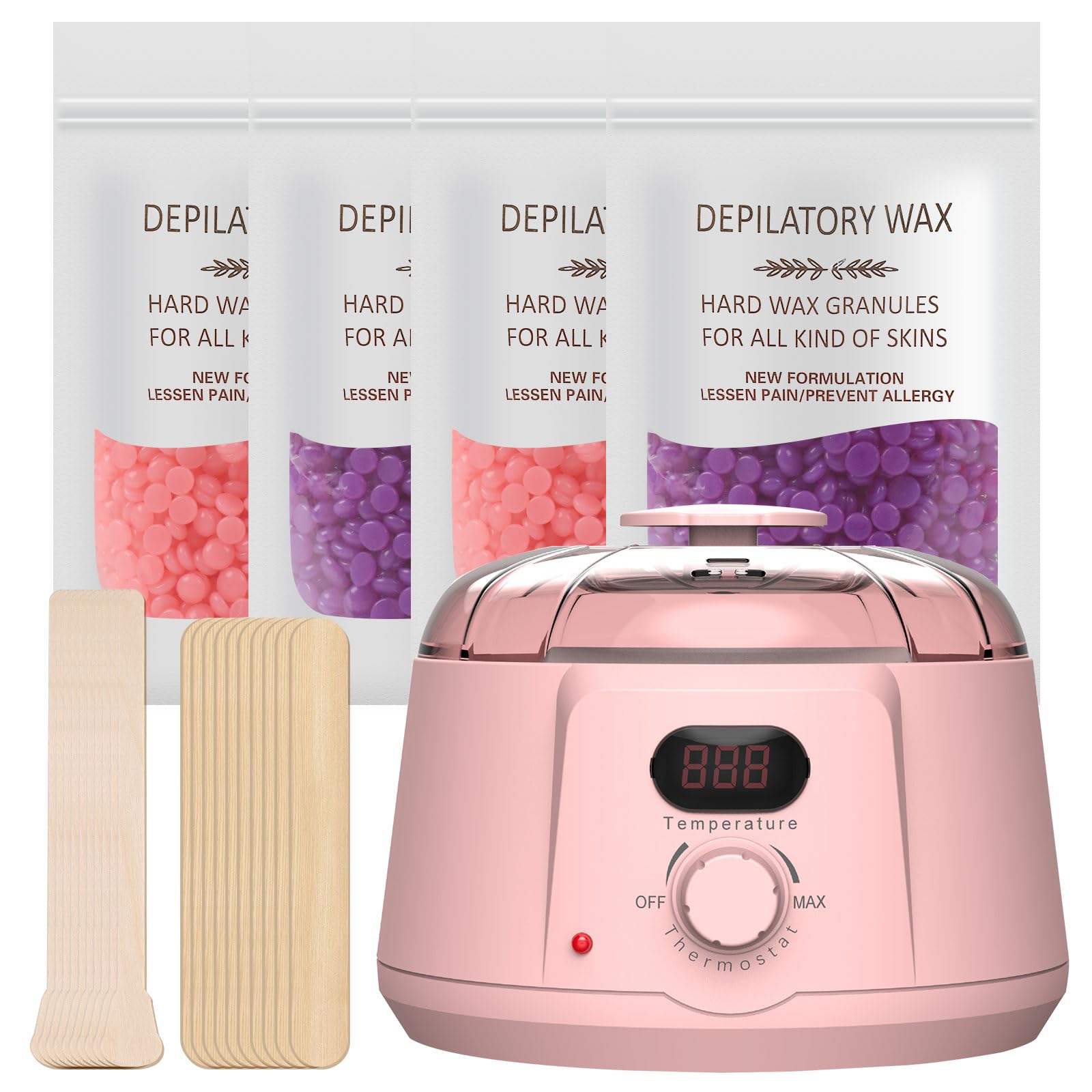 Calentador de Cera Depilatoria Digital Profesional Incluye Profesionales para Depilación en Casa para Todo Tipo de Cabello,Cejas, Faciales, Bikini