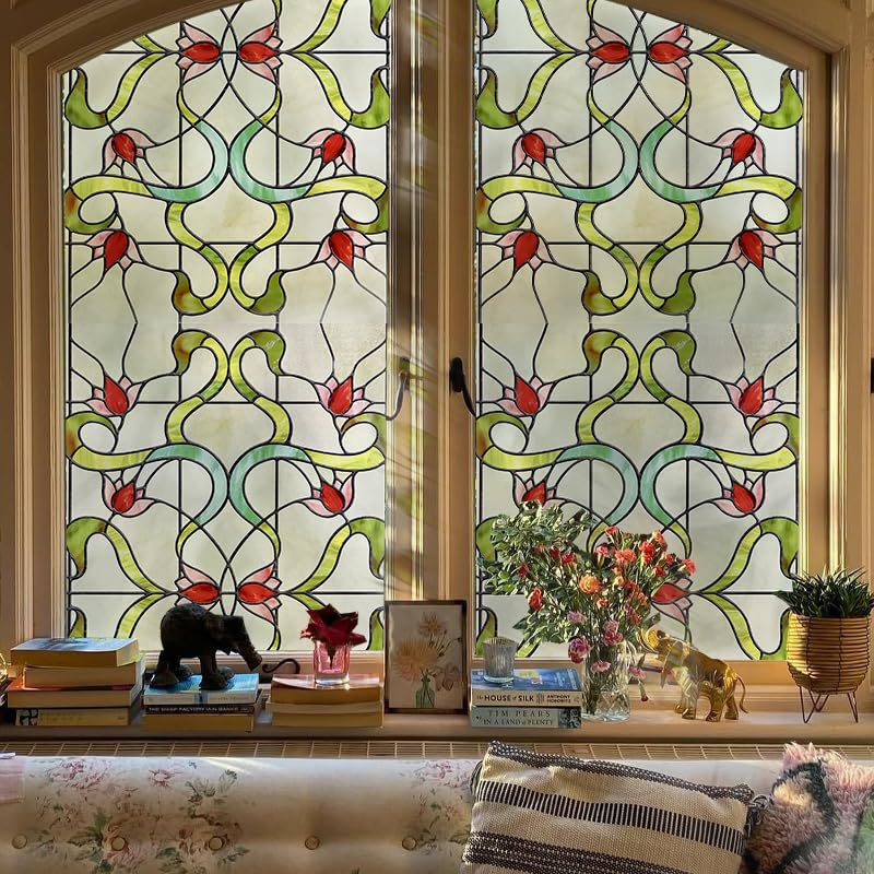 Fensterfolie selbstklebend 3D Buntglas-Fensterfolie...