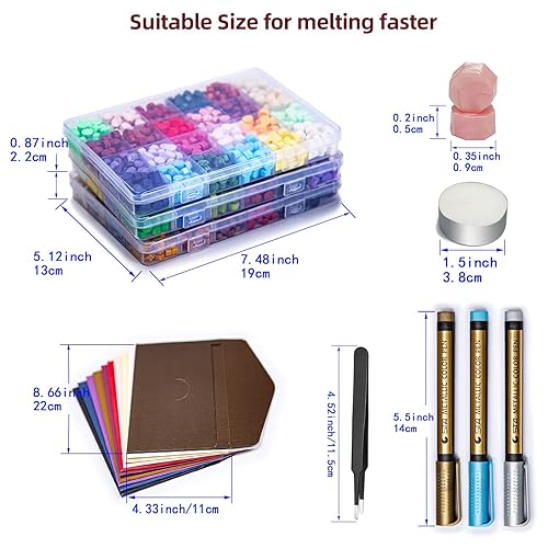 Miniatura 3 de Vosypoky - Juego de 2040 cuentas de cera de sellado con 72 colores, kit de sellado de cera con bolígrafos metálicos de cera, pinzas, 10 velas y 10