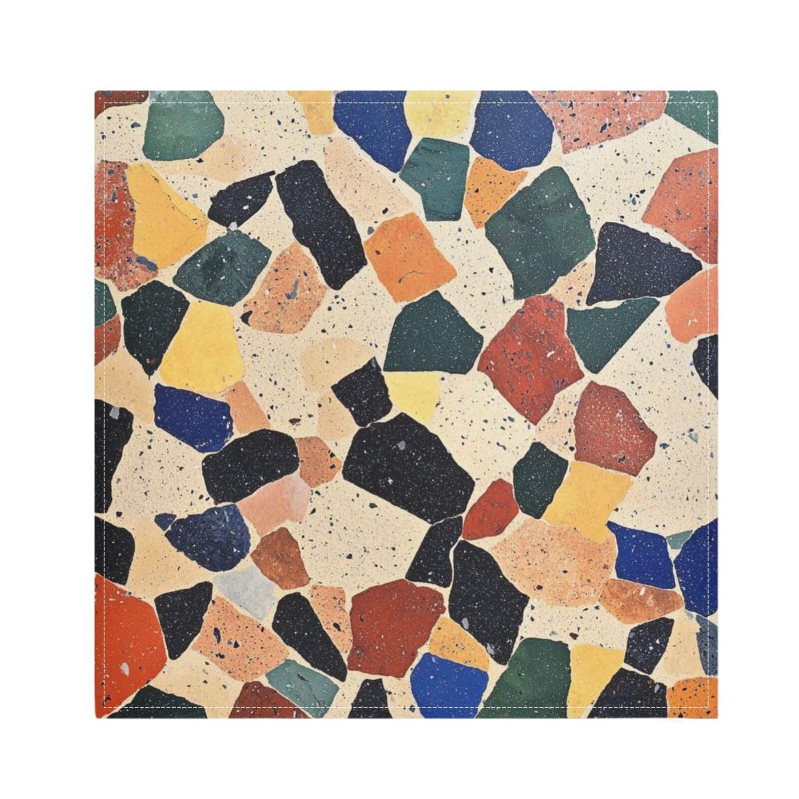Ttgoth Terrazzo Cloth Napkin Set of 4 Washable & Reusable Dinner Napkins for Dining Table, Banquets, Wedding, Party, 50x50 cm