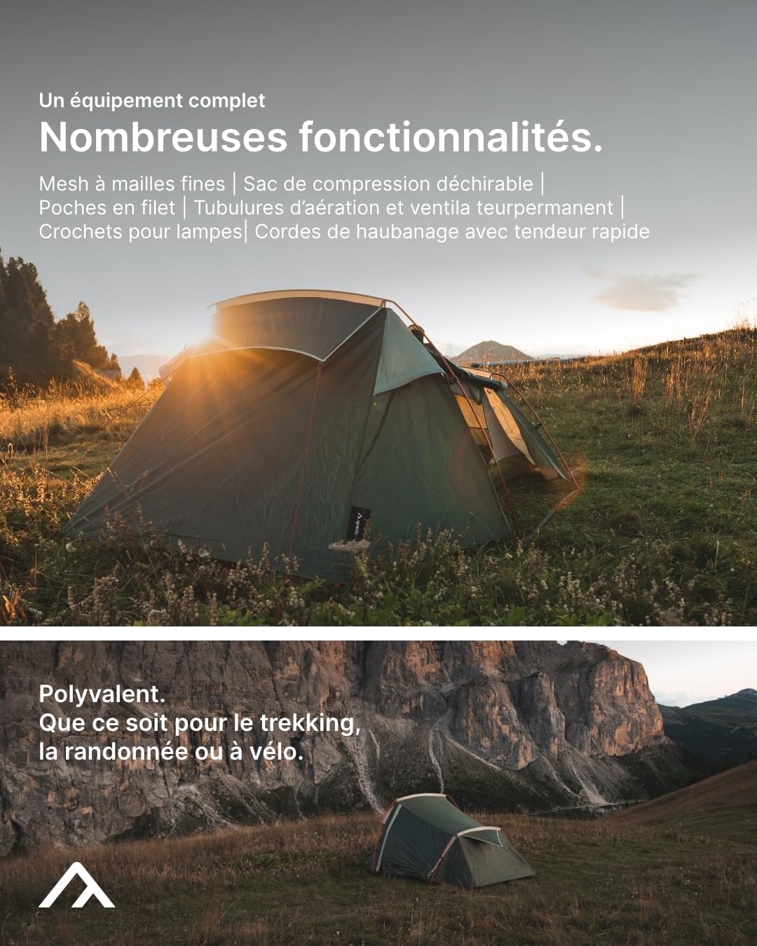 qeedo Light Spruce S/M - Tente Tunnel Ultra légère - Tente de randonnée 1/2 Personnes - Tente de Camping pour Trekking - Petite, compacte, imperméable, Montage Rapide