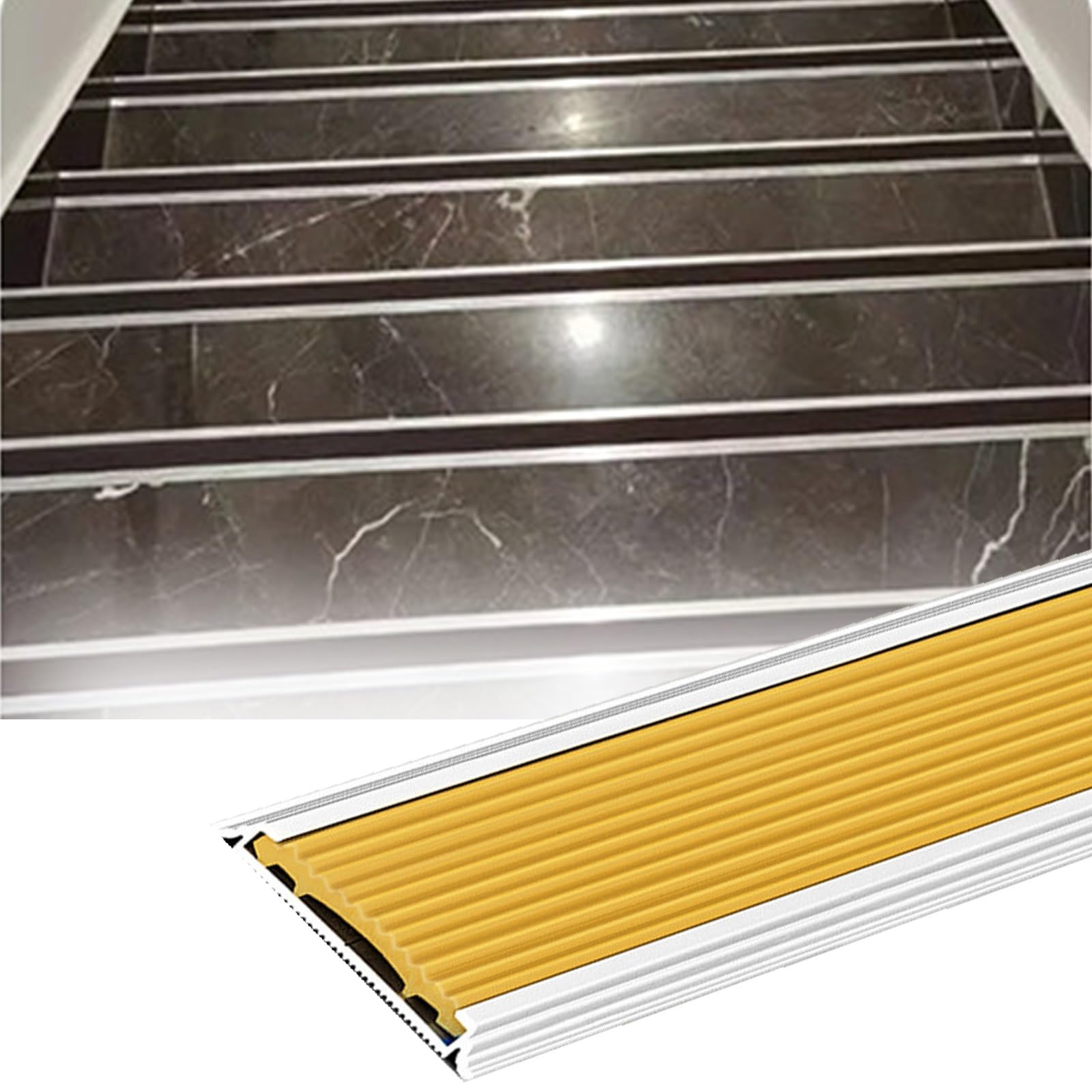 YLLFFLL Stairway Edge Protectors Suitable for Marble Floors, Customizable Stair Nose Molding, 2 Inch Wide Staircase Step Edge Trim(Yellow,1.9m/6.2ft)