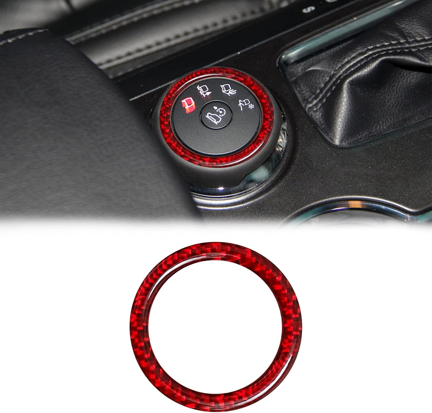 SUNJIKA Compatible with 1PCS Carbon Fiber Car Center Console Multimedia Panel Audio Button Cover Sticker Accessories for Ford Explorer 2013 2014 2015 2016 2017 2018 (Black)