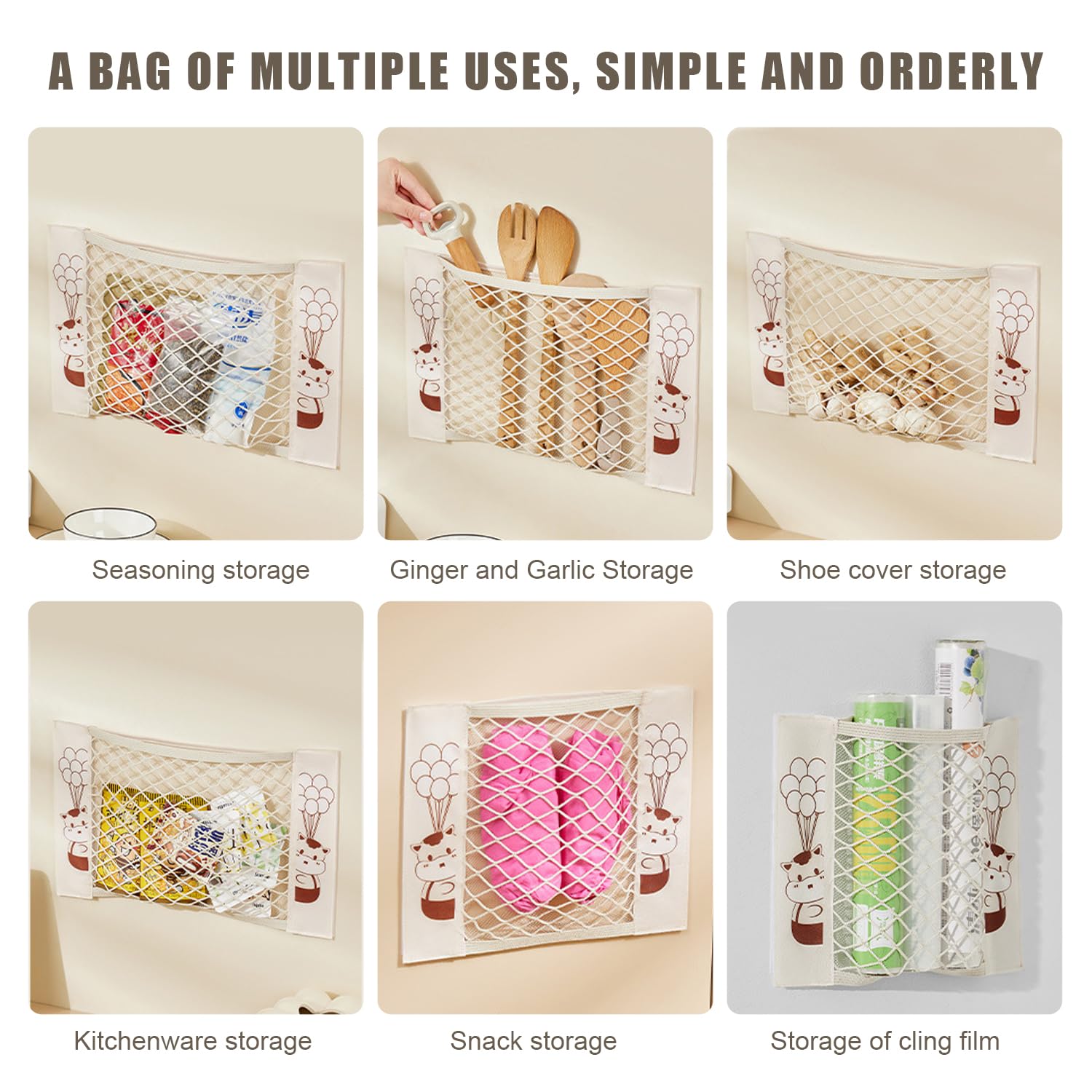 Set Di 2 Porta Sacchetti Spazzatura Adesivi - Organizzatore Salvaspazio Da Cucina In Nylon A Rete, Per Ante E Pareti