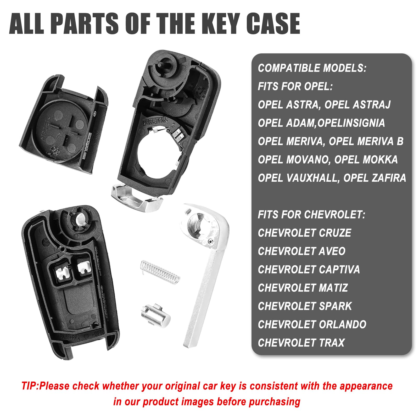 Tedkine Klapsleutel behuizing voor Opel sleutel Astra Insignia Corsa Meriva Signum Vectra Vauxhall (3-toetsen