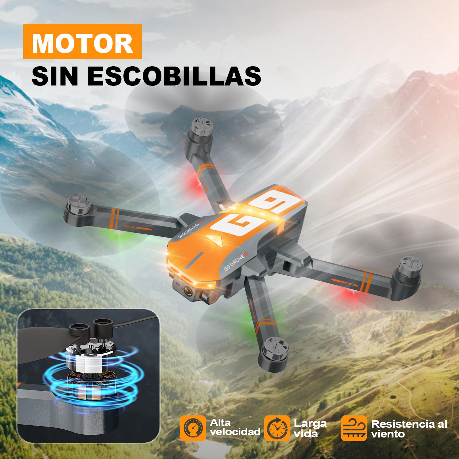 G9 GPS Drones con Cámara 4k Adultos Profesional, RC Dron con Motor sin Escobillas Ajustable Motorizada 90°, 5G FPV Transmisión, 45 Mins de Vuelo, Auto-Retorno, 2 Baterías, Menos de 249g, C0