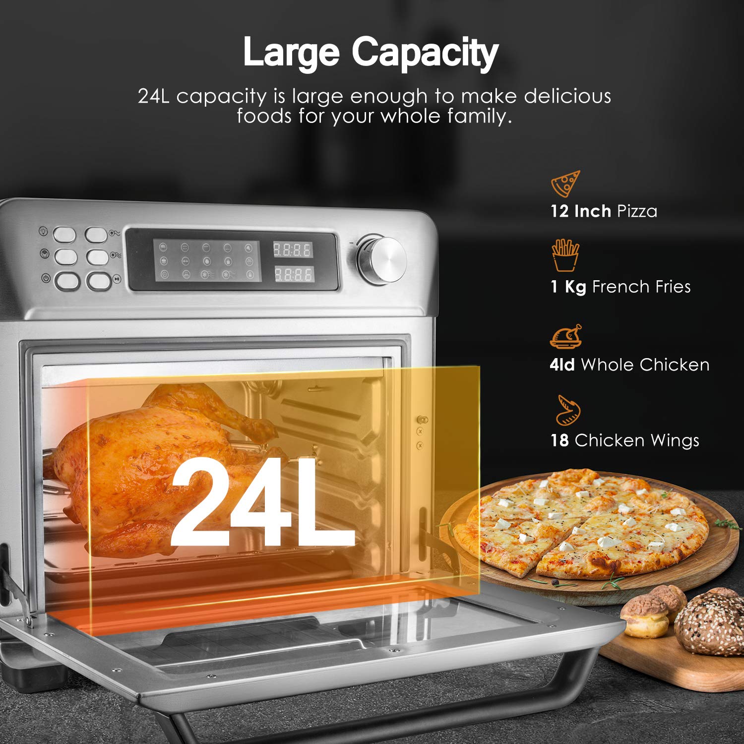 OSTBA Air Fryer Oven 26 Qt 10in1 Convection Toaster Oven, Air Fryer