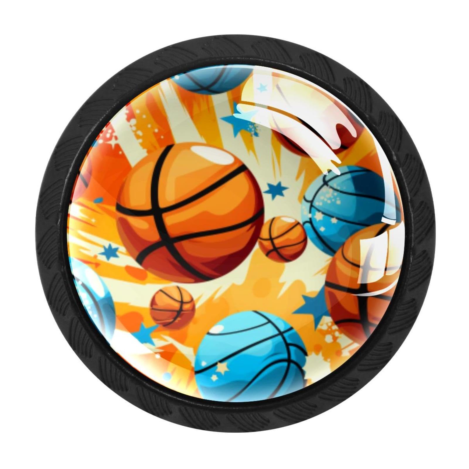 Chenzzzz Multicolored 05 Basketball Cabinet Knobs 4 Pieces Drawer Kitchen Cabinets Dresser Cupboard Wardrobe Unique Pulls Handles