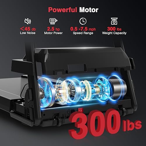 Miniatura 6 de Redliro Cinta de correr para personas mayores con pasamanos largos, máquina de recuperación para caminar, capacidad de peso de 300 libras,