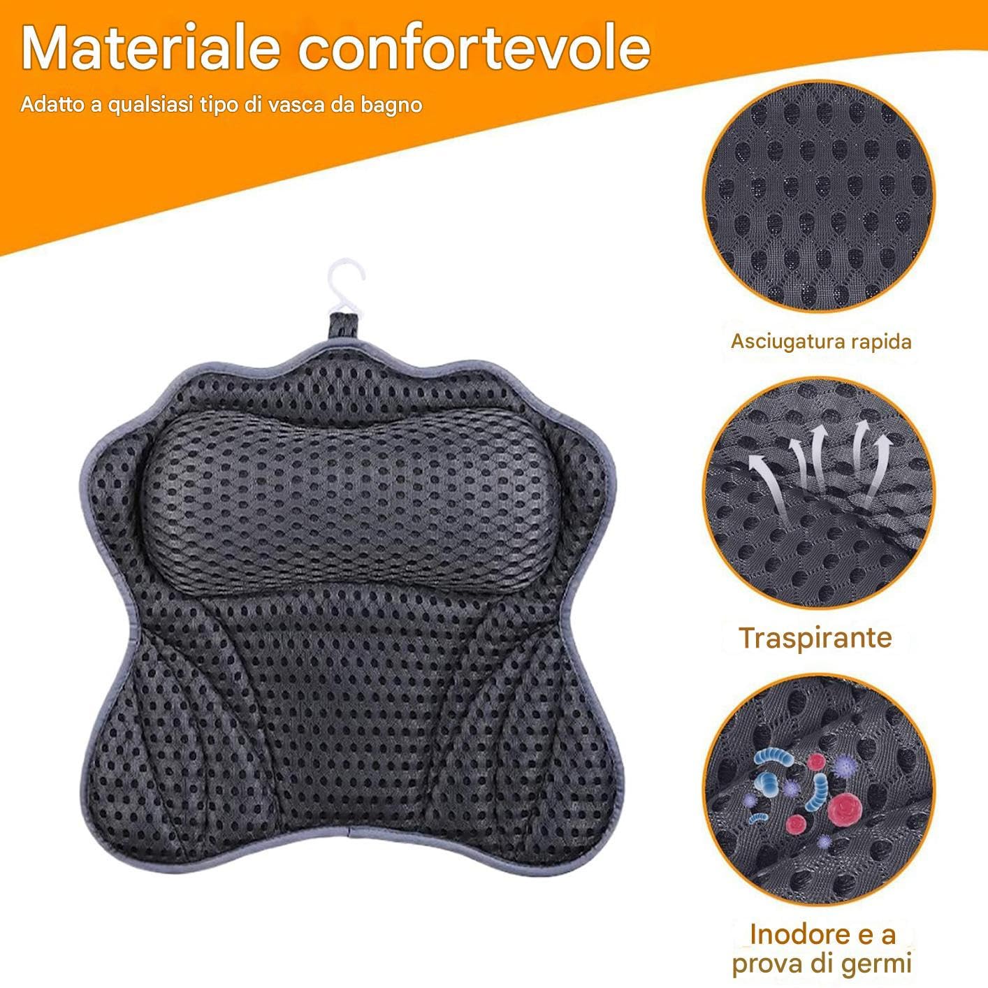 Bañera de baño, Soporte de Cabeza Suave Relax SPA para hidromasaje – Soporte para Cabeza y Cuello para Relajarse en la bañera Ducha y SPA doméstico