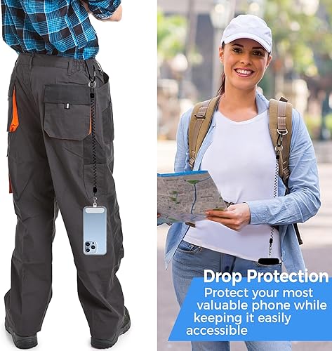 Miniatura 4 de JingRoom - Correa táctica para teléfono con parche, mosquetón táctico anticaída, anclaje para esquí, senderismo, ciclismo, escalada, viajes,