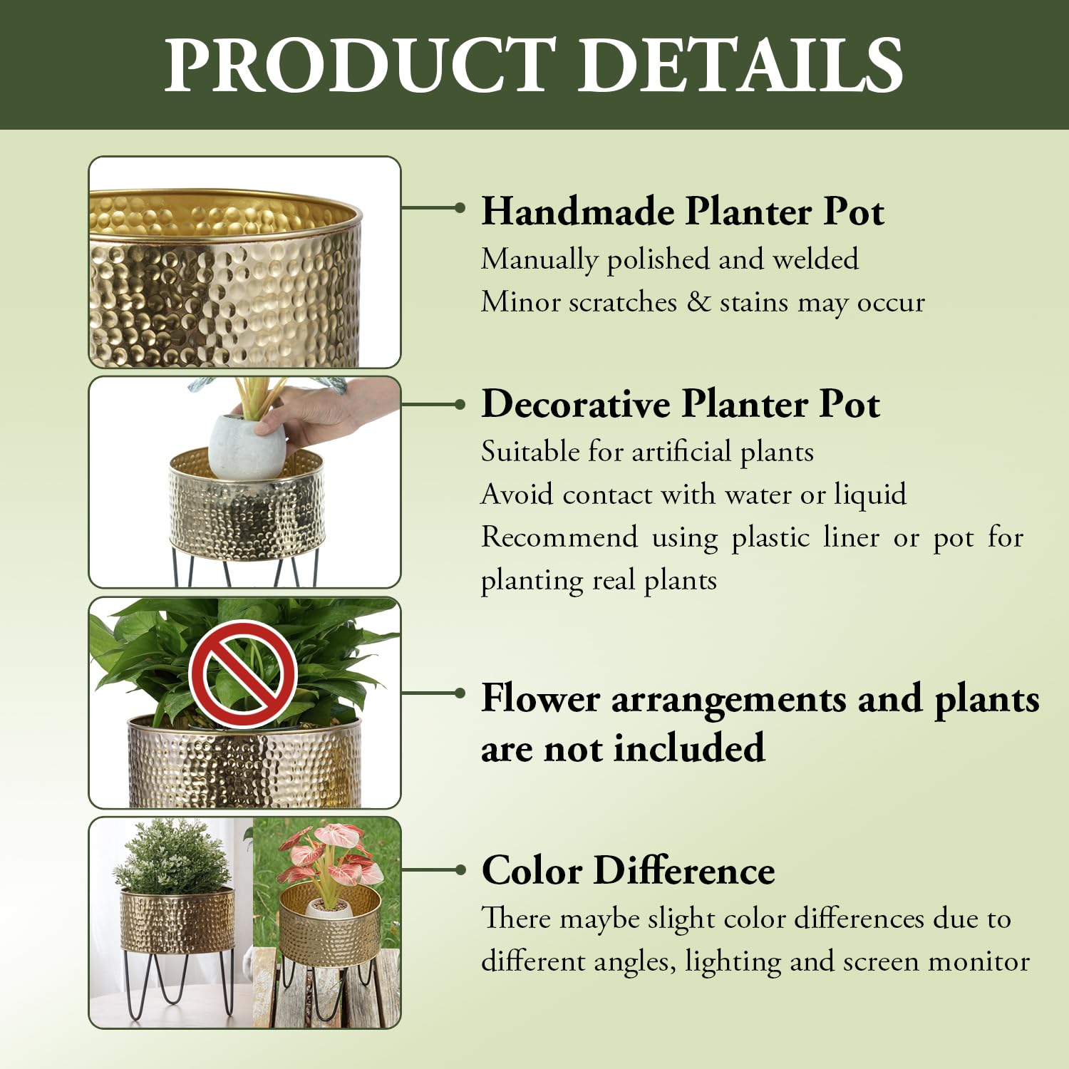 Amazon.com : MyGift Modern Brass Tone Metal Planter Pots with