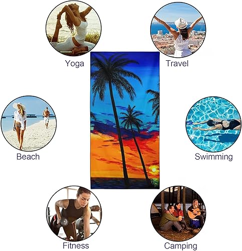 Miniatura 5 de Toalla de playa de gran tamaño de secado rápido, sin arena, toallas de playa de microfibra ligera para natación, piscina, camping, viajes, coloridas