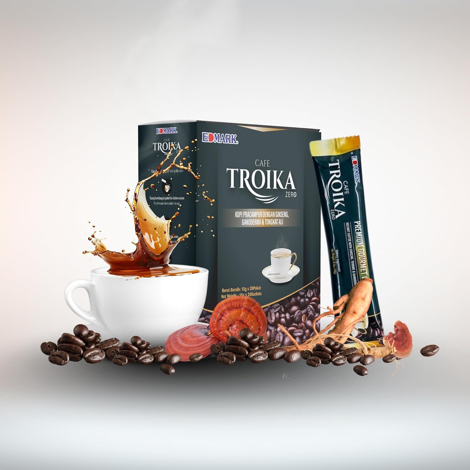 EDMARK CAFE TROIKA Coffee For Men - Sugar free 20 × 12G Sachets