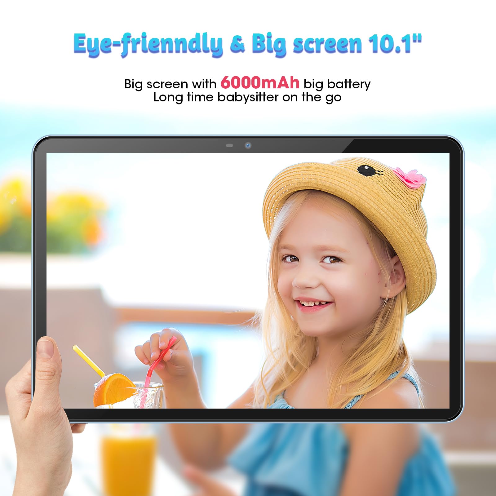 weelikeit Tablet per bambini aggiornato 2024 da 10 pollici Android 14 con custodia, 8 (4+4) GB di RAM 128 GB di ROM, Bluetooth WLAN, controllo bambini, schermo HD, batteria da 6000 mAh, blu