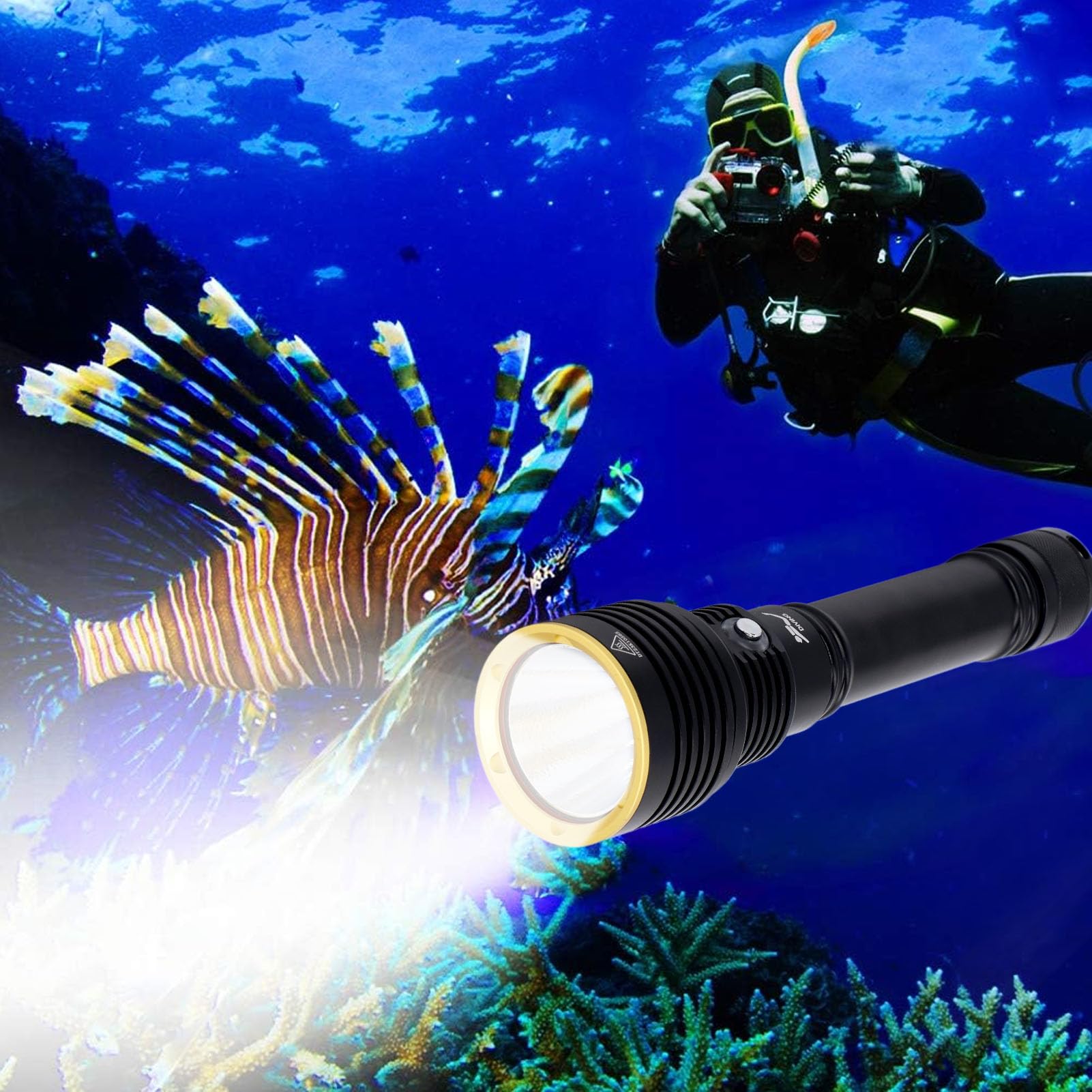 Super jasne światło podwodne IPX8 Wodoodporna 5000LM LED podwodne światło 100 m Podwodne zajęcia na świeżym powietrzu jako eksploracja kempingu Tryb ratunkowy SOS