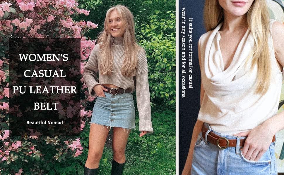 Vista 2 de Beautiful Nomad Cinturones para mujer occidental moda boho bordado PU cinturón de cuero para jeans vestido