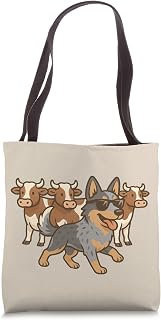 Australian Cattle Dog Herding Cows - Funny Dog Mom Dad Tote Bag
