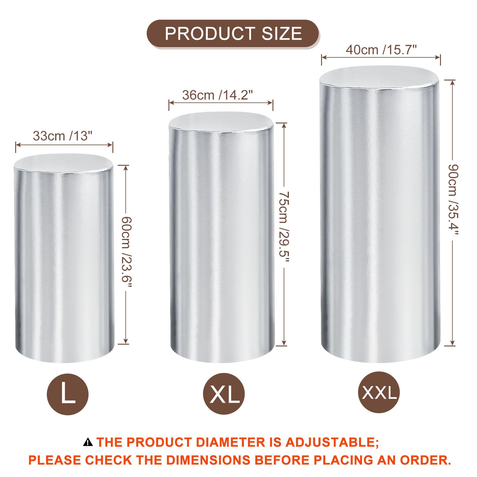 Sourcing Map Set Di 3 Coperture Cilindriche In Spandex Con Struttura In