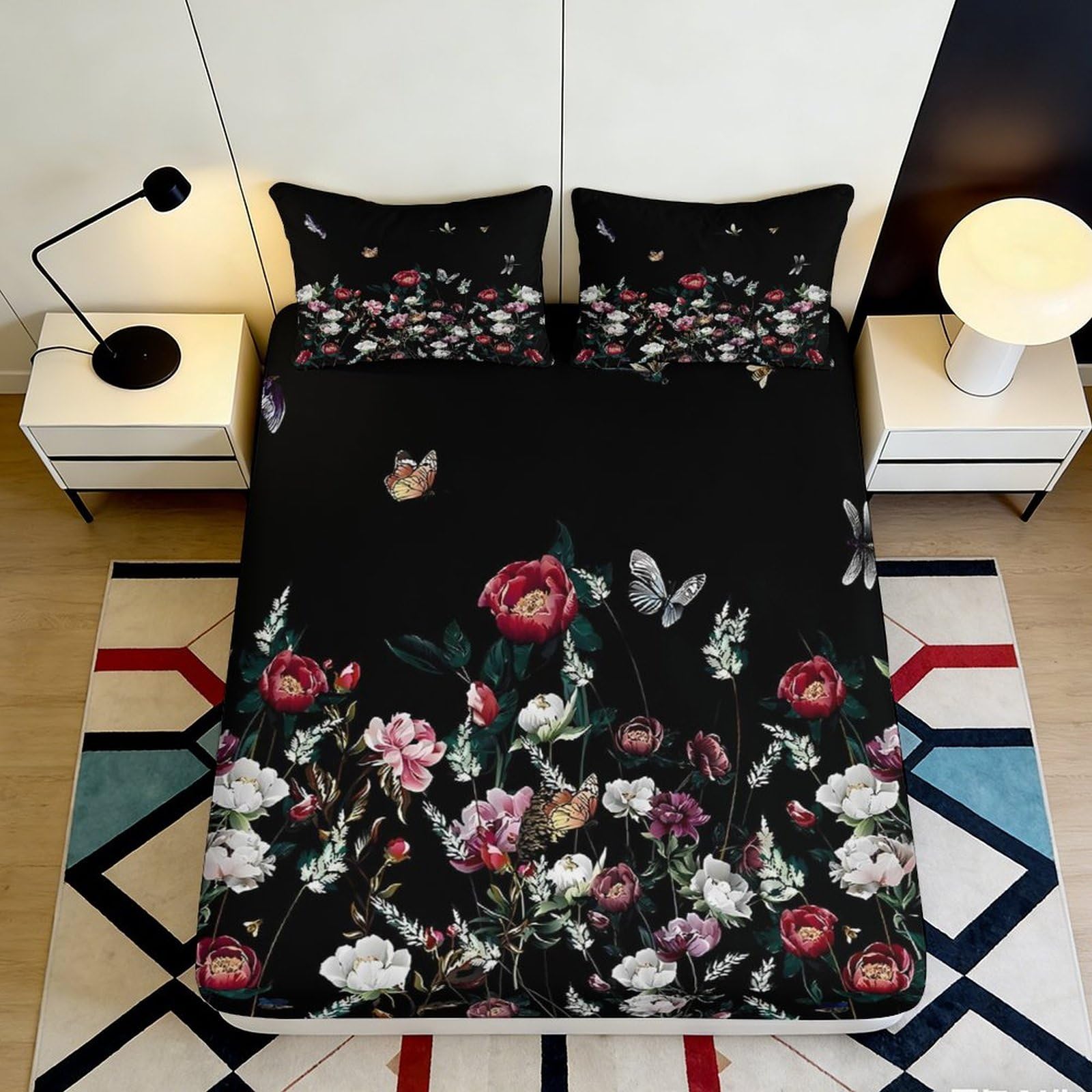 3D Printed Wolf Dreamcatcher Fitted Sheet Microfiber Deep Pocket Non-Slip Bedroom Wolf Mattress Fitted Cover for Adults Youth 90x200x25cm