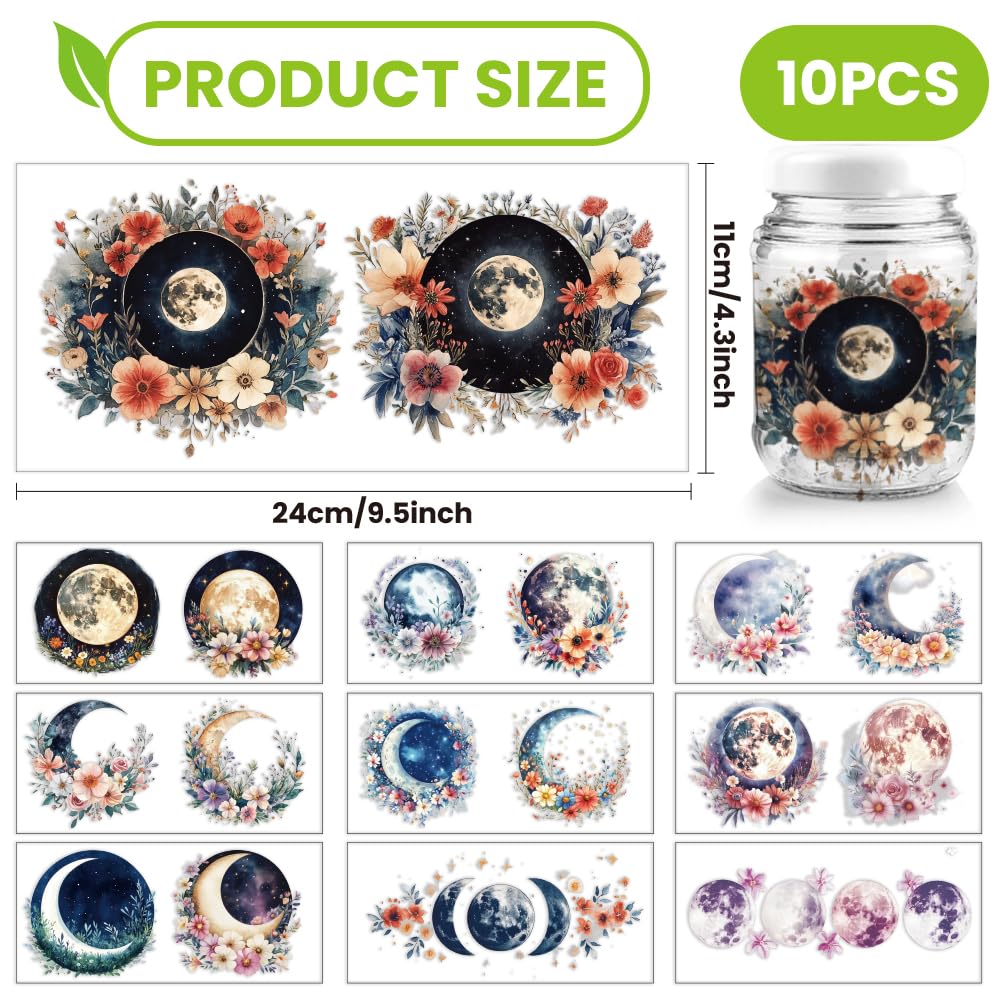 arricraft 10 Pcs Colorful Moon Theme Cup Printing UV Transfer Papers - Image 2
