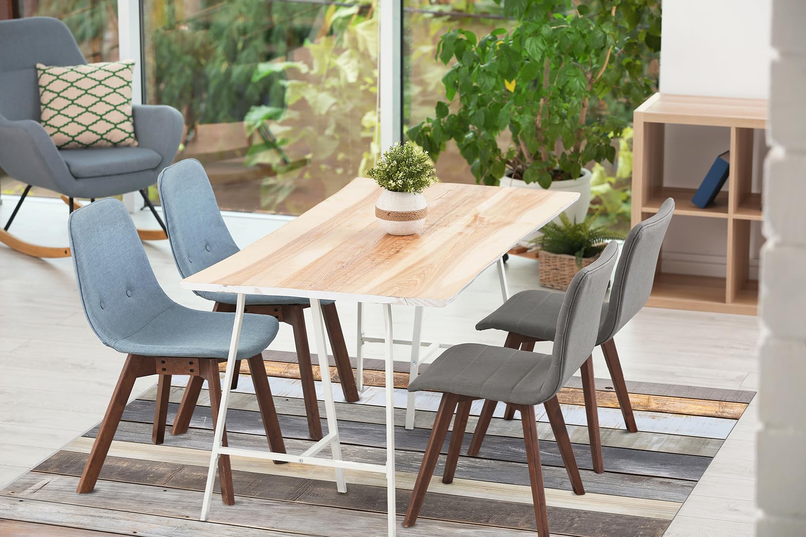 DobleUve Estudio Vinyl Teppich Oasis | Mehrfarbig | 140x200 cm | Waschbarer Rutschfester Küchenläufer | Vinylteppich Kinder | Vinylboden | Vinylteppich für Wohnzimmer