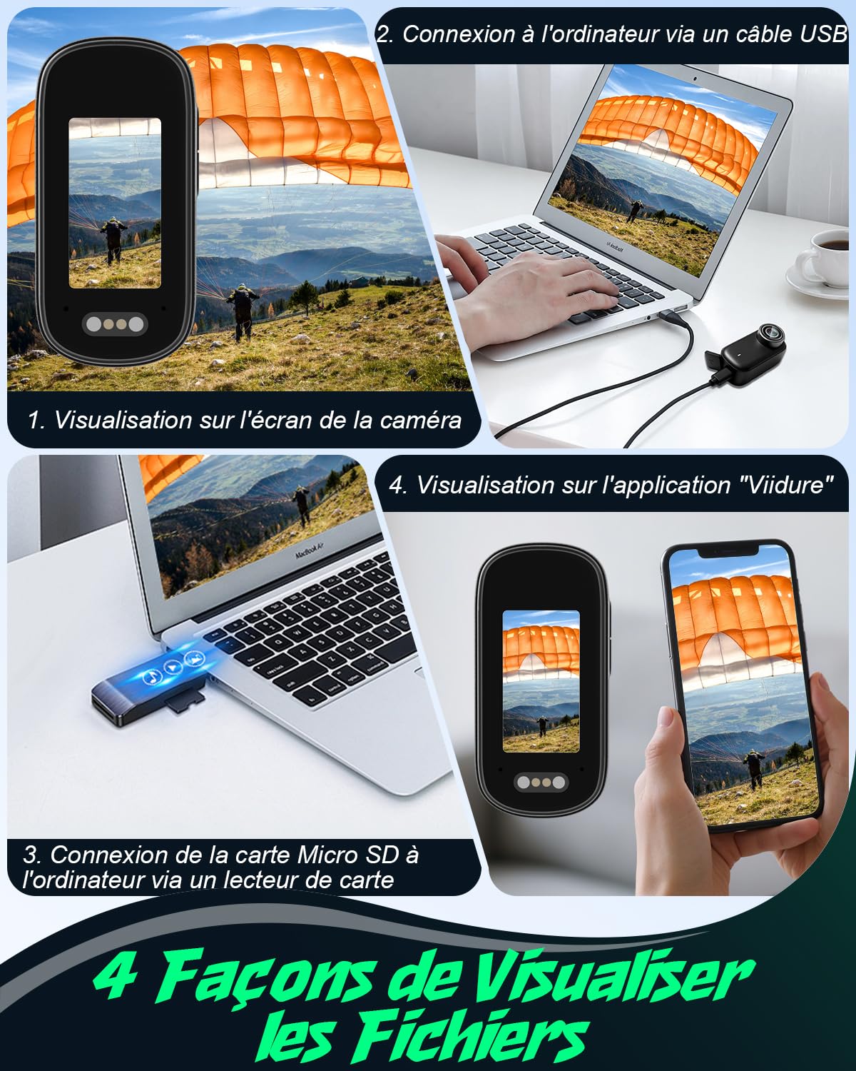 Mini Caméra Sport 4K, 32GB Action Cam WiFi, 150° Portable Caméra Corporelle