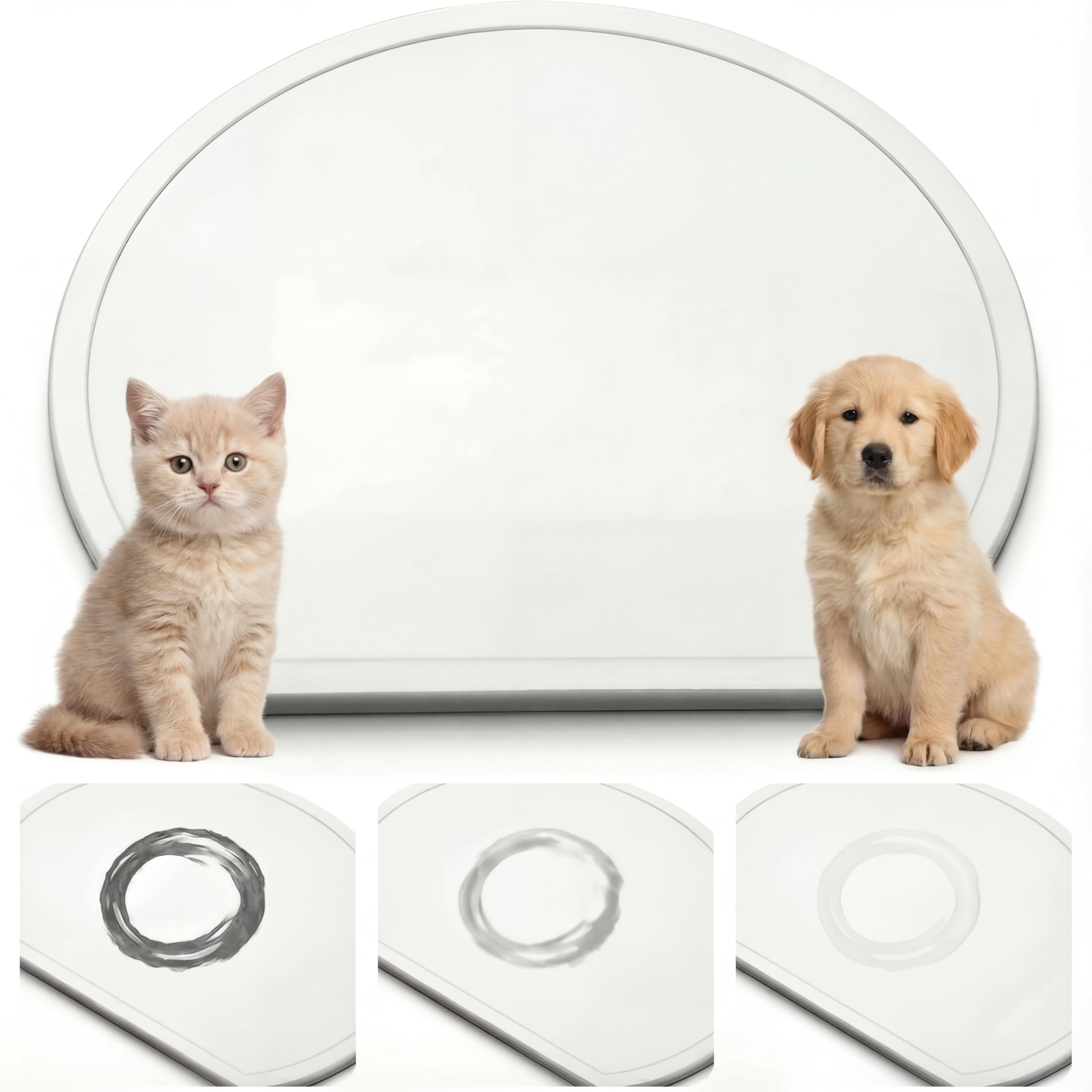 Stone Pet Bowl Mat for Dogs and Cats, Absorbent Quick Dry,D Shaped,Ivory