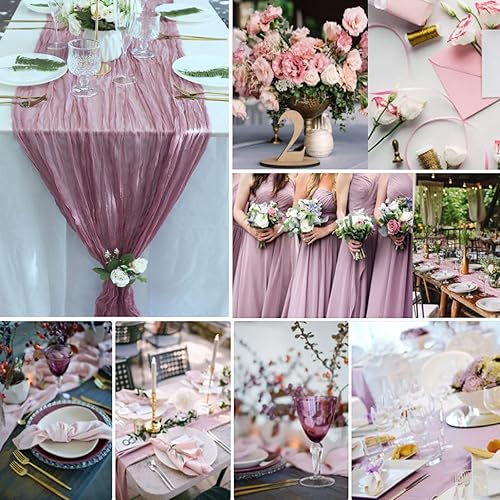 Miniatura 4 de Camino de mesa de gasa de 13.3 pies, estilo bohemio, para decoración de bodas, camino de mesa rústico de 160 pulgadas de largo para novia, boda,