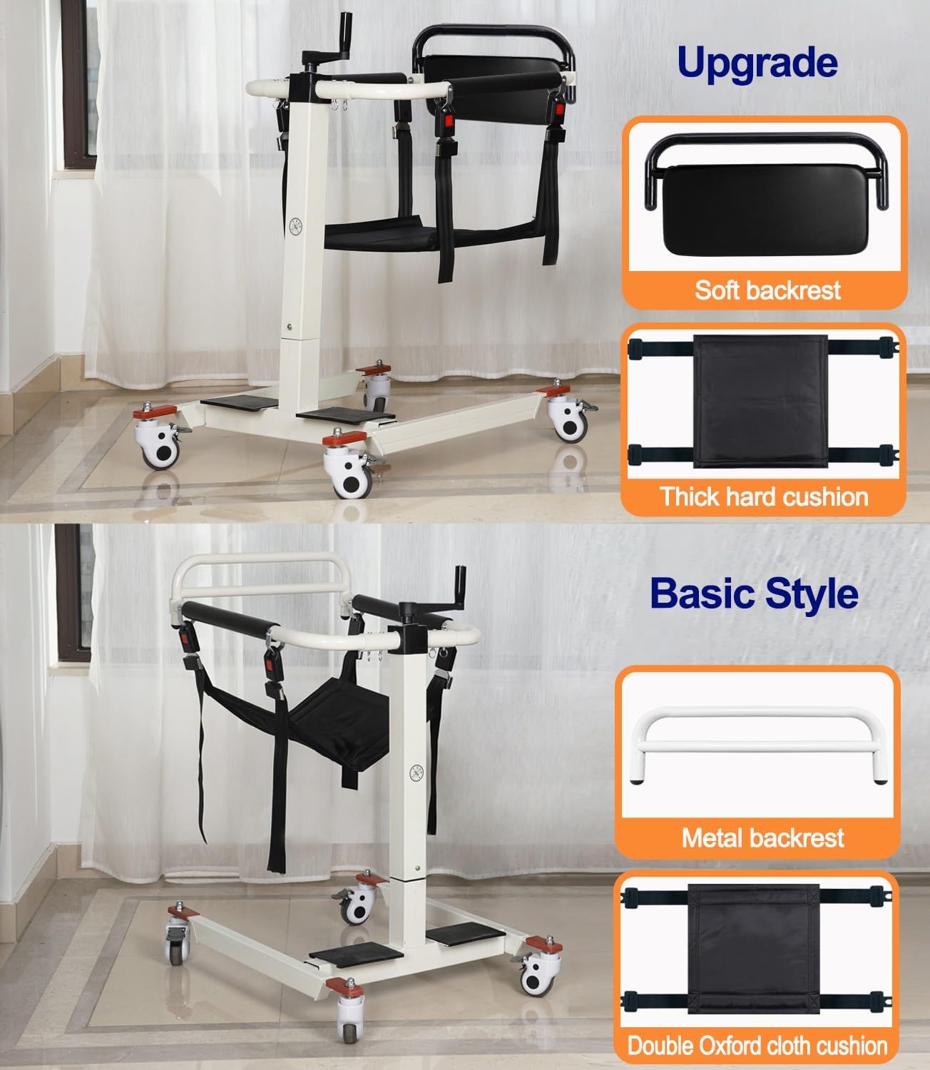 Patient Lift Transfer Chair for Home Portable Wheelchair Lift for Car & Toilets, Bedside Commode Toilets Seat, Transfer Aid for Elderly Height Adjustable (Upgrade)