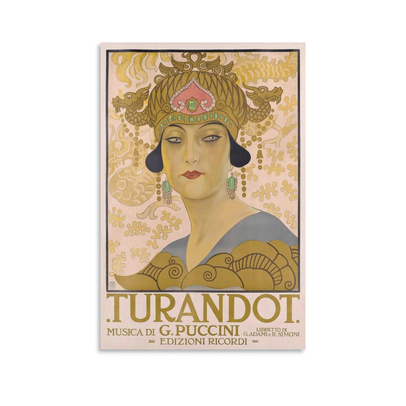 SXDMOUBK Turandot Italy Vintage Illustrated Travel Poster Picture Print Canvas Wall Paint Art Posters Decor Modern Home Artworks 20x30inch(50x75cm)
